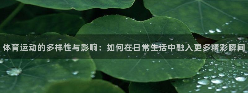 bbin视讯下：体育运动的多样性与影响：如何在日常生活中融入更多精彩瞬间